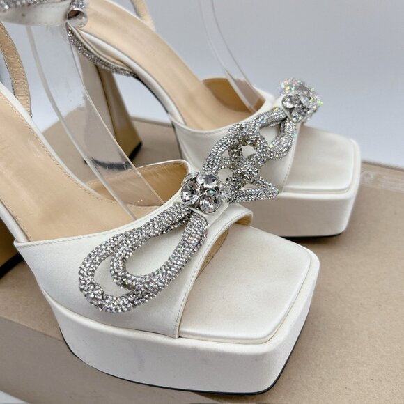 Mach & Mach Wedding Platform Double Bow 140 Silk Ankle-Strap Sandals EU 39 US 9 - Picture 7 of 13